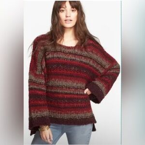 Free people slouchy red striped goth boho sweater